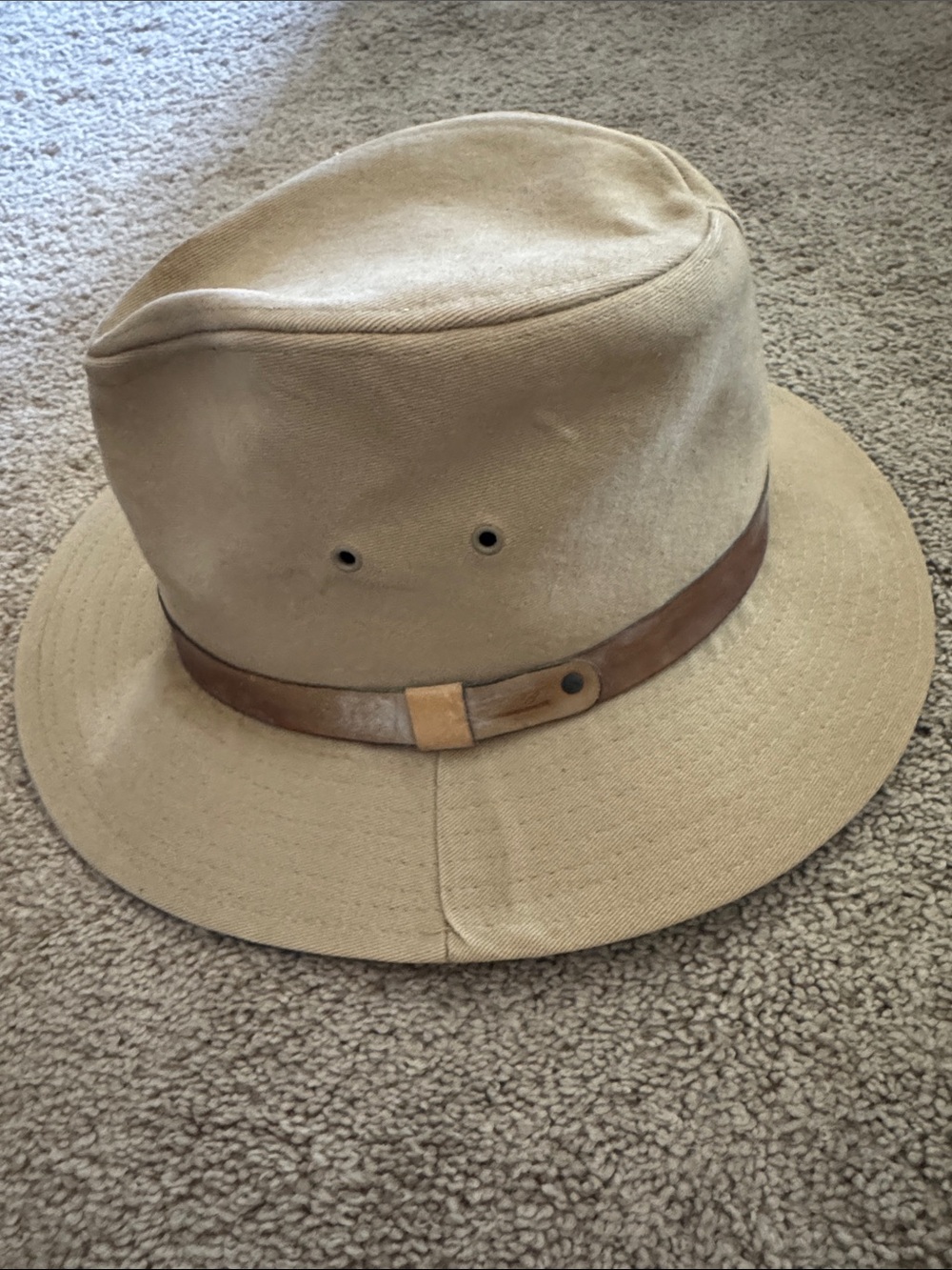 Men's Tan Safari Bucket Hat with Leather Band